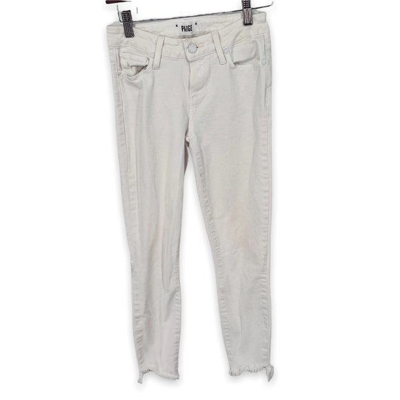 Paige Denim - Paige Verdugo Skinny Leg Low Rise Stretch Raw Hem Crop Jeans Womens 25 White